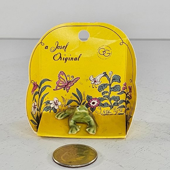 Vintage Josef Originals George Frog Standing Miniature Figurine In Package - Picture 1 of 6
